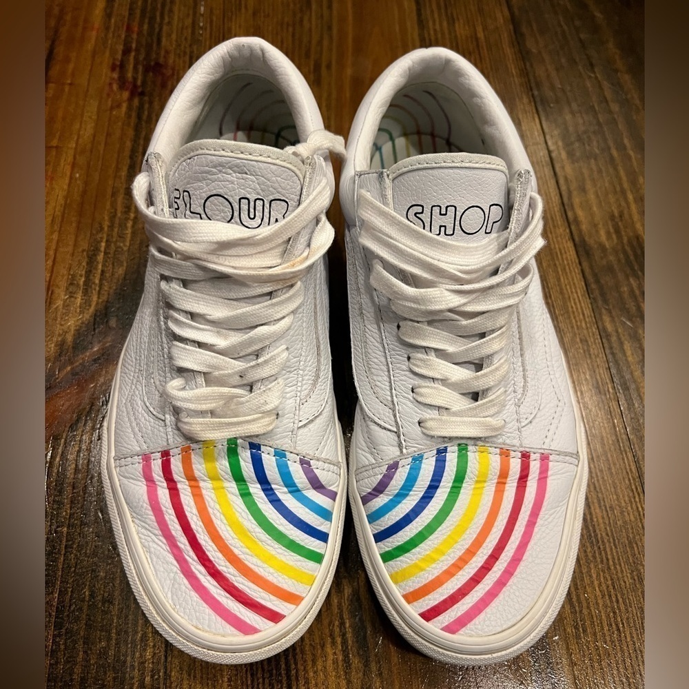 Vans x Flour Shop Rainbow Leather Low Top Sneakers